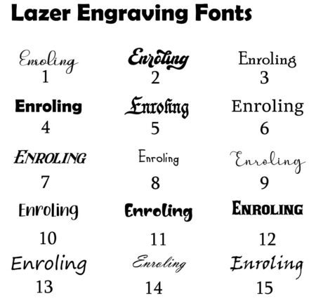 Regular Fonts Available for Engraving