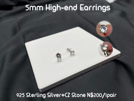 5mm CZ stone+Sterling Silver Earrings